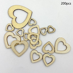 200x Wooden Love Hearts Crafts, Wood Slices for Wedding Hanging Tags Card Making