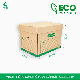 MS03B - 46x33x24 cm - Bộ 5 thùng đựng hồ sơ A3 nắp rời