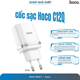 Cốc sạc nhanh 18W Hoco C12Q Smart QC3.0 - Hàng Chính Hãng