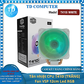 Tản nhiệt CPU T410i [TRẮNG] Fan VSP 12cm Led RGB Dùng Cho Tất Cả Socket - Hàng chính hãng Tech Vision phân phối