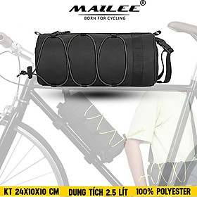 Túi đầu xe đạp tròn đa năng RZ-25 2.5 Lít cho xe đạp núi và đường phố, chống nước, vải POLYESTER, có quai đeo chéo - Mai Lee - Màu xám