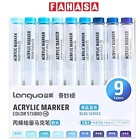 Hộp 9 Bút Màu Xanh Biển Acrylic Marker Blue Series - Languo M510-1