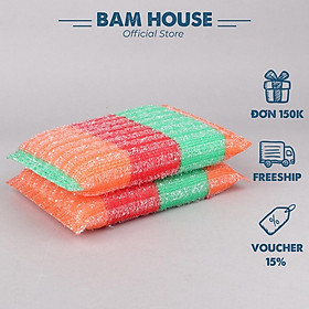Mua Combo 2 Cước rửa chén Bam House cam đỏ siêu dày lõi mút kháng khuẩn cao cấp CCR08 - Cước rửa chén Cuoc rua chen