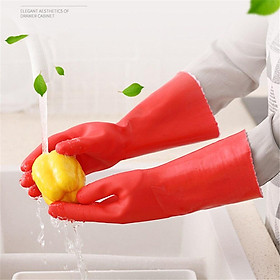 Red Rubber Gloves Winter Thickening Gloves Waterproof Housework Cleaning Gloves Non-slip Dish Wash Kitchen Laundry Warm Gloves