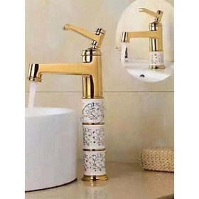 Vòi rửa mặt   như hình đồng thau vàng 9999