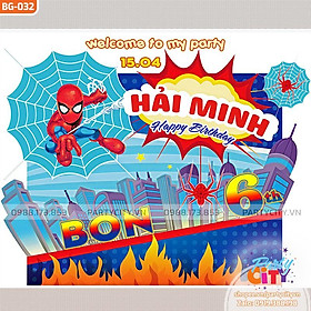 Mua Phông sinh nhật cho bé trai - Backdrop mẫu siêu nhân  người nhện thiết kế theo yêu cầu
