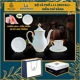 Bộ cà phê 1.2L Tiệp Viền Chỉ Vàng - Gốm sứ cao cấp Minh Long I