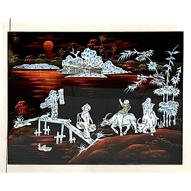 Mua Tranh sơn mài cẩn ốc xà cừ cao cấp  ốc chìm  hàng xuất khẩu size 30x40 cm treo tường  trang trí nhà cửa ...