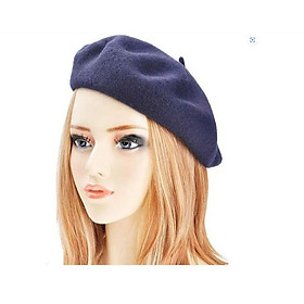 1 mũ nồi beret thời trang nam nữ màu xanh hải quân