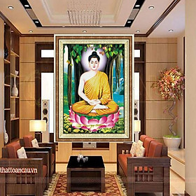 Tranh thêu Phật Bổn Sư Thích Ca A1131 - kích thước: 48 * 64cm.