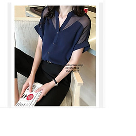 Tk25-0620-SƠ MI NỮ PHỐI LƯỚI TAY NGẮN