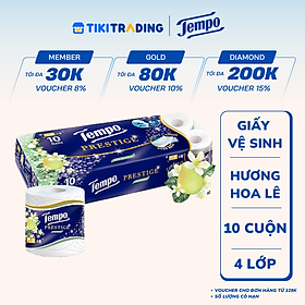 Lốc 10 Cuộn Giấy Vệ Sinh Tempo Prestige - Hoa Lê