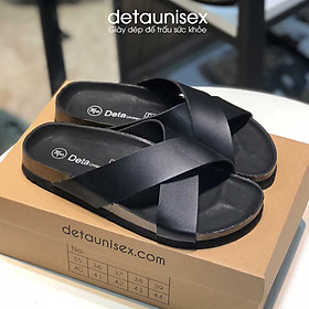Dép Đế Trấu Quai Chéo Nam Nữ Đi Mưa Deaunisex Màu Đen - DETA23F - 38