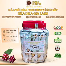 Cà Phê Hòa Tan Sữa Dừa Già Làng Baka Coffee - Tinh Cà Phê Nguyên Chất, Sữa Dừa Tự Nhiên - Hũ 50 Gói Tiết kiệm