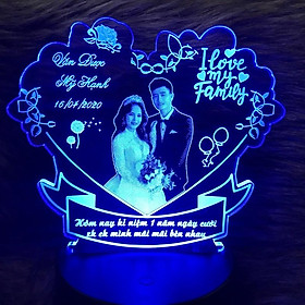 Mua Đèn Ngủ Led 3D - Quà Tặng Cưới Ý Nghĩa | 16 Màu Khắc Ảnh Theo Yêu Cầu ~ Sinh nhật  Noel  14/2  8/3  20/11 Tri ân Thầy Cô