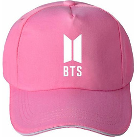 Mũ Bts màu hồng chữ trắng