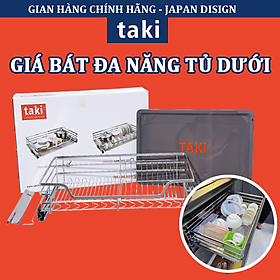 Giá Bát Tủ Bếp Dưới TAKI INOX 304 Chính Hãng, Ray Âm Giảm Chấn - BẢO HÀNH VĨNH VIỄN - Có Thợ Lắp Đặt