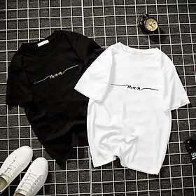 Áo thun trắng đen unisex form rộng nam nữ chữ kiều MAN vải dày mịn giá siêu rẻ