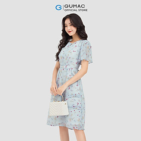 Đầm dáng xòe nữ GUMAC DC09080 phối hoa xinh xắn