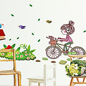 DECAL DÁN TƯỜNG LUVINA BÉ ĐẠP XE ĐEO TAI NGHE