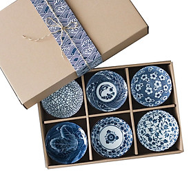 Set 6 bát ăn cơm men lam Nhật