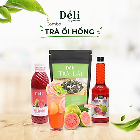 Trà lài Déli 500gr Mứt ổi hồng Déli 1lit Siro ổi hồng Déli 1lit COMBO nguyên liệu pha chế 40ly trà ổi hồng HSD 12 tháng, chuyên dùng cho các quán