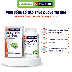 Viên Uống Bổ Não, Tăng Cường Trí Nhớ VITAHEALTH Ginkgo 2500 With DHA (Hộp 30 Viên/ 60 Viên) - Hộp 30 viên