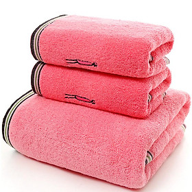 Mua Set 3 Khăn siêu thấm chất liệu 100 cotton 1 khăn tắm lớn 70x140 + 2 khăn mặt 34x75-205