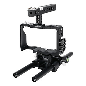 Hệ Thống Lồng Với Thanh Trượt (15mm) Quay Phim Chuyên Nghiệp Andoer Dành Cho Máy Quay Phim Không Gương Lật Sony A6000 A6300 A6500 ILDC