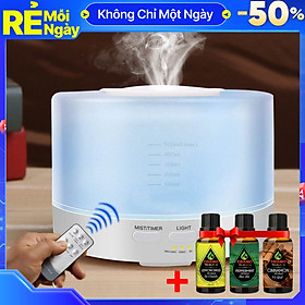 Máy Xông Tinh Dầu Cao Cấp Tặng 3 Chai Tinh Dầu Sả Chanh + Bạc Hà + Quế. Máy Khuếch Tán Tinh Dầu Có Remote Điều Khiển Từ Xa Chuyên Dụng Xông Tinh Dầu