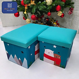 Mua Đôn ghế trẻ em dáng vuông kiêm hộp đựng đồ đa năng Mai Anh House - chất liệu vải Oxfort cao cấp  bền bỉ  khung gỗ MDF chắc chắn và an toàn cho bé làm ghế sofa ngồi êm ái  hộp đựng đồ chơi rộng rãi  hình con vật đáng yêu