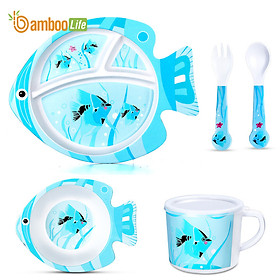 Bộ khay ăn dặm cho bé Bamboo Life BL029 hàng chính hãng từ sợi tre thiên nhiên Dụng cụ ăn dặm cho bé Bộ chén bát ăn dặm cho bé Đồ dùng ăn dặm cho bé