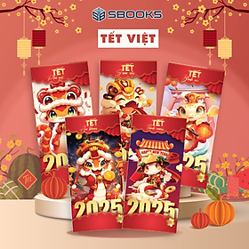 Combo 5 Cái Bao Lì Xì Thiết Kế Họa Tiết Hình Rắn 2025 Giấy Cứng C150 Siêu Dày Dặn - SBOOKS