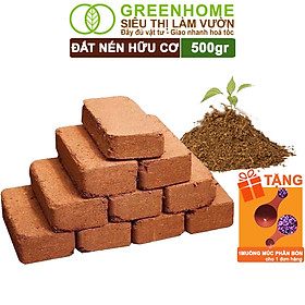 Đất Nén Hữu Cơ, 450gr Greenhome, Mụn Sơ Dừa Bánh Lớn Đã Qua Xử Lý, Nở Gấp 5 Lần, Trồng Rau, Trộn Giá Thể Trồng Cây