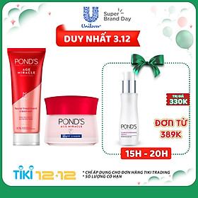 Combo Kem Dưỡng Da POND'S Age Miracle Đêm 50g + Sữa Rửa Mặt Pond's Chống Lão Hóa Age Miracle 100g