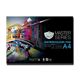 Tập 15 giấy vẽ màu nước 200gsm khổ A4 Master Art