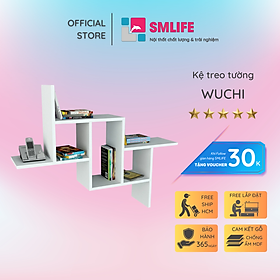 Kệ gỗ treo tường trang trí hiện đại SMLIFE Wuchi | Gỗ MDF dày 17mm chống ẩm | D107xR20xC85cm