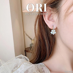 Bông tai nữ hoa thủy tinh Myrna độc đáo sang trọng ORI ACCESSORIES B189