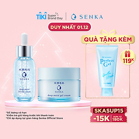 Combo Serum dưỡng ẩm và chống lão hóa Senka Deep Moist 3X HA 30ml và Mặt nạ ngủ cấp ẩm chuyên sâu dạng gel Senka Deep Moist Gel Cream 50g