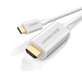 Cáp chuyển đổi USB-C dương Sang HDMI dương hỗ trợ 4K 2K dây nhựa dài 1.5m màu Trắng Ugreen TC30841MM121 Hàng chính hãng.