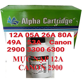 Mực nạp 12A hàng chính hãng Alphacartridge dành cho hộp mực 26A 05A 49A FX9  máy in Canon 2900 3000 3300 6300 251dw 252dw HP 1010 1020 2055 Pro 400 m402 m402nw 1230 