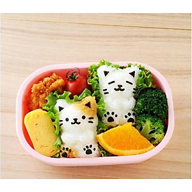 BỘ KHUÔN ÉP CƠM BENTO HÌNH MÈO CHIBI KÈM MÁY DẬP RONG BIỂN - Cao cấp