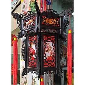 Mua đèn lồng trang trí tết lễ hội đèn trang trí nhà mới đèn lồng nhựa giả gỗ size 45