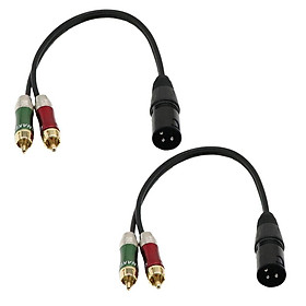 2 Pieces 1 XLR Male to 2 RCA Male ,XLR Adapter Plug to 2 x Phono RCA Plug Adapter Cable Lead 30cm Splitter Patch Y Cable