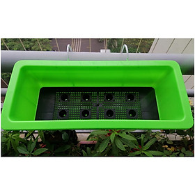 ComBo 5 GIỎ SẮT Treo Chậu Hoa Ban Công Hình Chữ Nhật - Màu Trắng + 5 CHẬU NHỰA TRỒNG RAU, TRỒNG HOA, CÂY CẢNH KÍCH THƯỚC 48X20X16CM