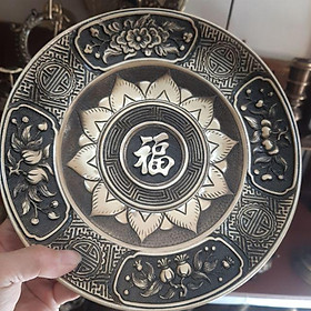Mua Mâm bồng 24cm chất liệu đồng vàng nguyên chất. Đúc nổi 3D.