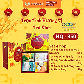 Hộp quà Tết 2025 VICOSAP Trọn Tình Hương Vị Trà Vinh Tinh Hoa Tử Tế Tiết Kiệm các sản phẩm dừa sáp