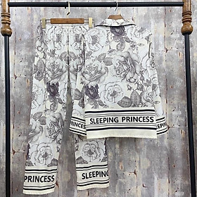 Bộ Pyjama Dài Tay Lụa Latin Hồng nữ vương Luxury - Awi Sleepwear
