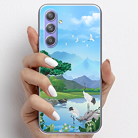 Ốp lưng cho Samsung Galaxy A54 nhựa TPU mẫu Núi và chim hạc