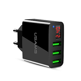 Mua Adapter USAM US-CC035 củ sạc điện thoại 3 cổng USB 2.4A có đèn LED hiển thị dòng điện -3003- hàng nhập khẩu